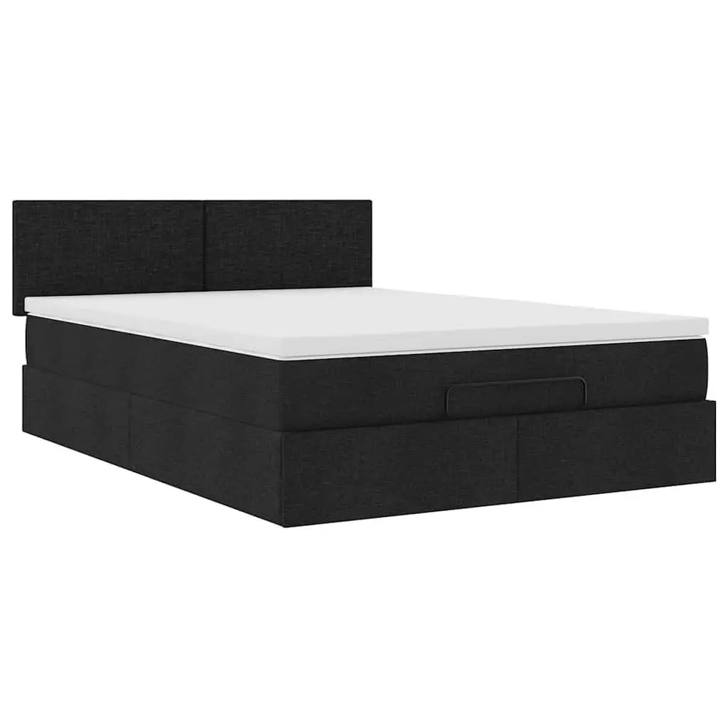 Double Ottoman Bed Pocket Spring Mattress Hydraulic Lift Storage Black Fabric
