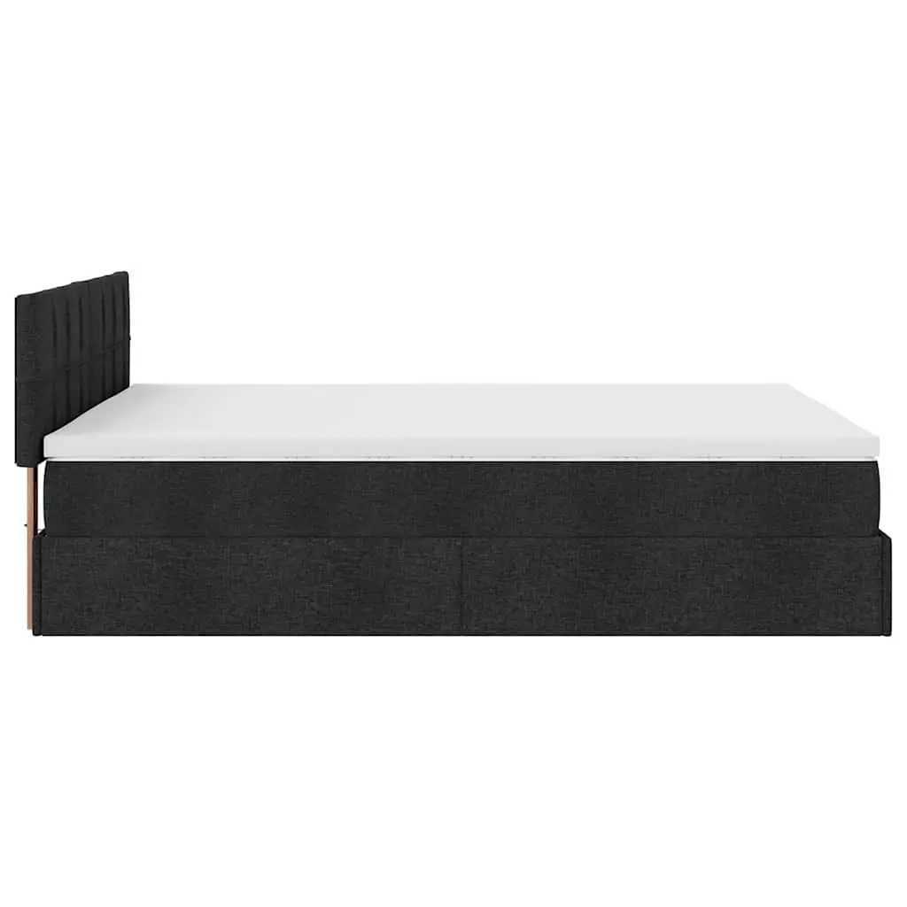 Ottoman Bed Double Black Fabric Pocket Spring Mattress with LED Lights and Hydraulic Lift Storage