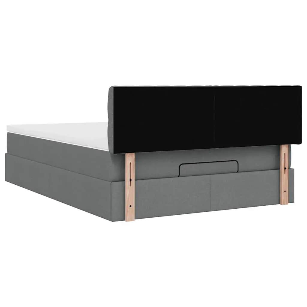 Ottoman Bed Queen Size Pocket Spring Mattress with LED Lights Storage Grey