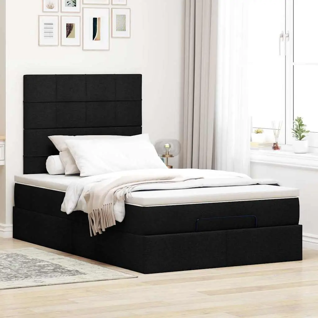 Ottoman Bed with Pocket Spring Mattress King Single Black Storage Furniture