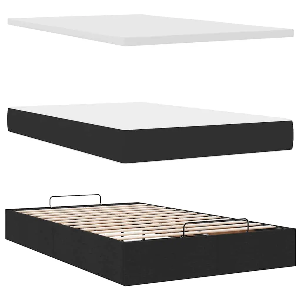 Ottoman Bed with Pocket Spring Mattress King Single Black Storage Furniture