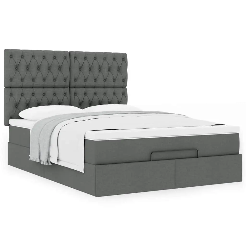 Ottoman Bed Queen Pocket Spring Mattress Grey Storage Furniture