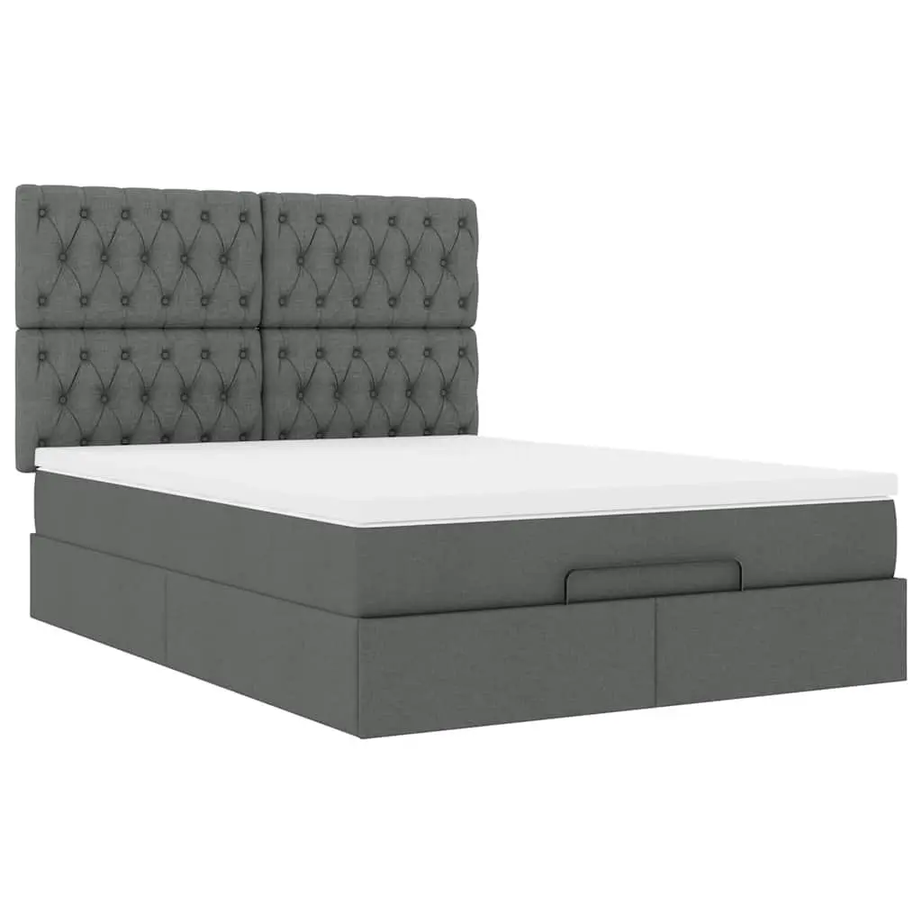 Ottoman Bed Queen Pocket Spring Mattress Grey Storage Furniture