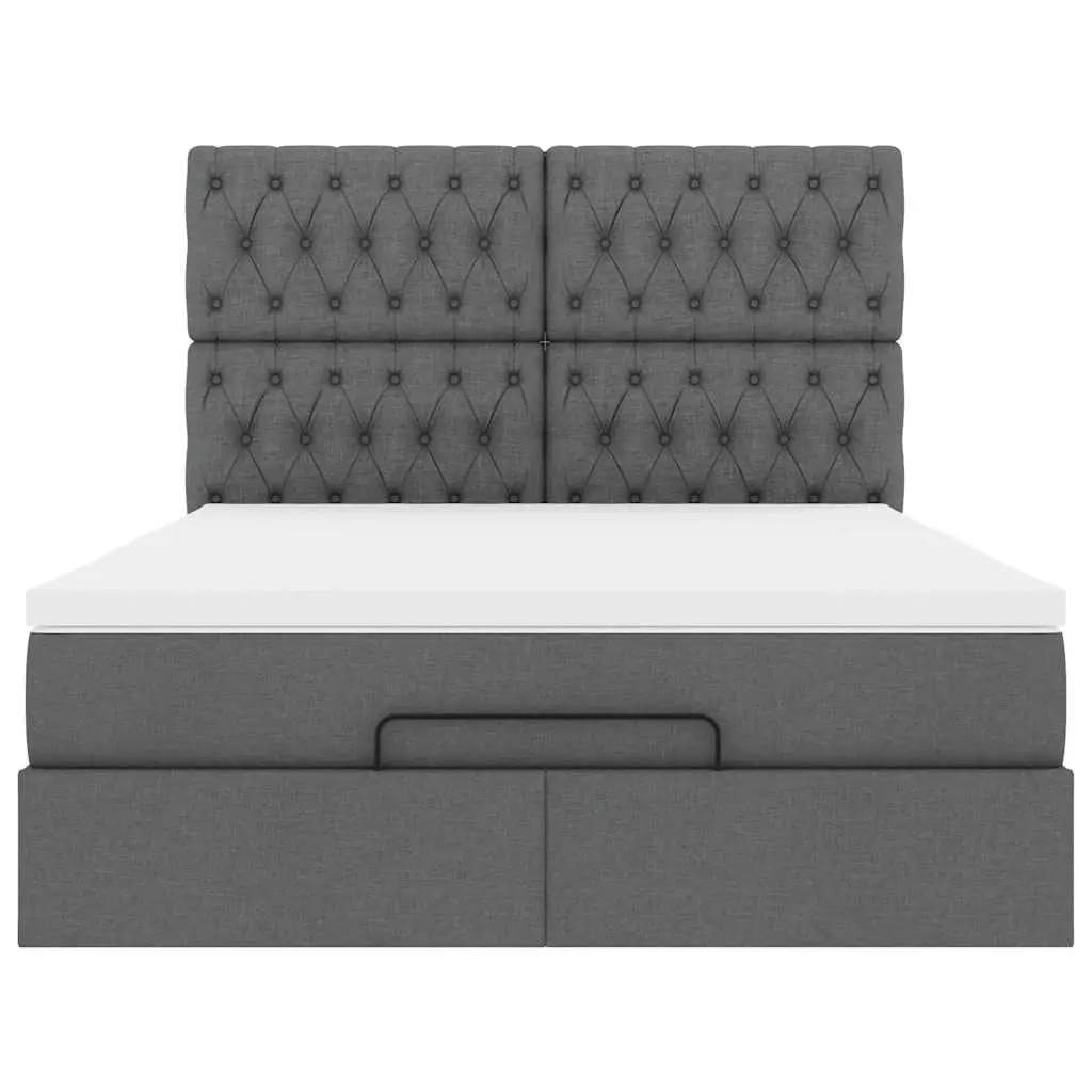 Ottoman Bed Queen Pocket Spring Mattress Grey Storage Furniture