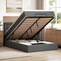 Ottoman Bed with Pocket Spring Mattress King Single Grey Fabric Storage Lift