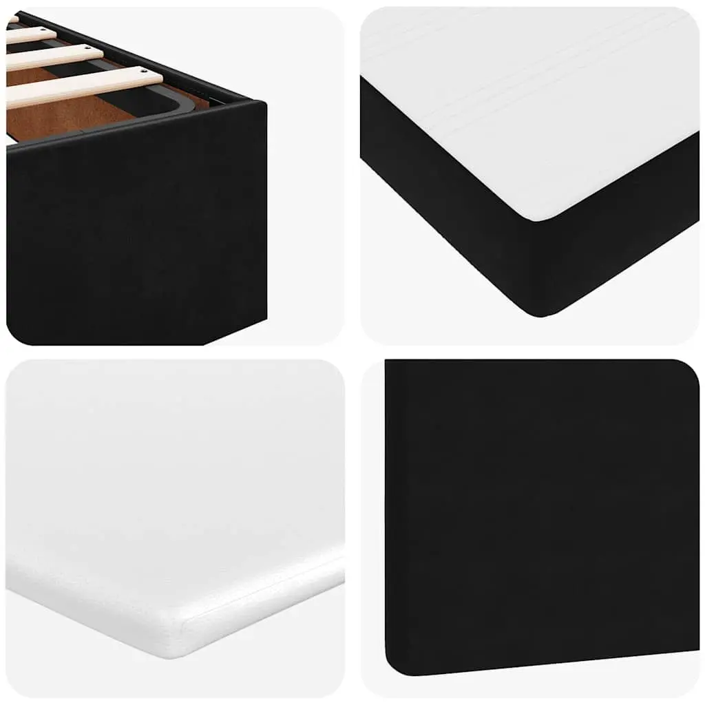 Ottoman Bed with Mattresses King Single Black Velvet Storage Lift Base