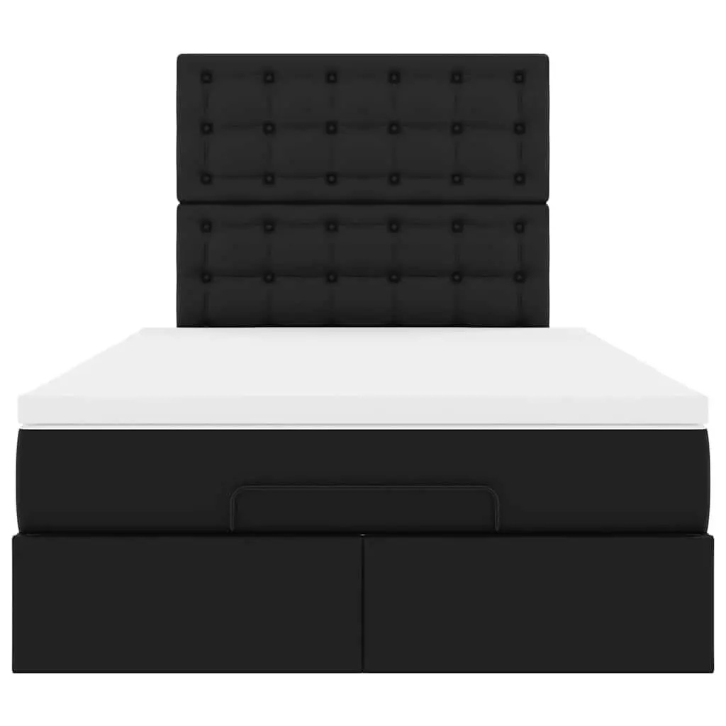 Ottoman Bed King Single with Pocket Spring Mattress LED Lights Black Faux