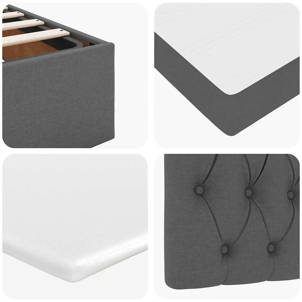 Ottoman Bed Pocket Spring Mattress LED Lights Storage Queen Grey Fabric
