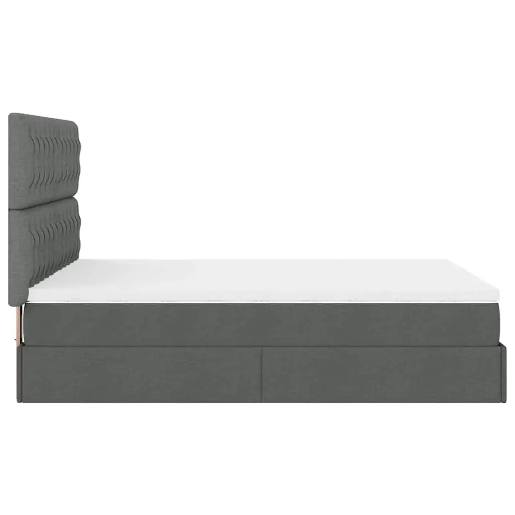Ottoman Bed Pocket Spring Mattress LED Lights Storage Queen Grey Fabric