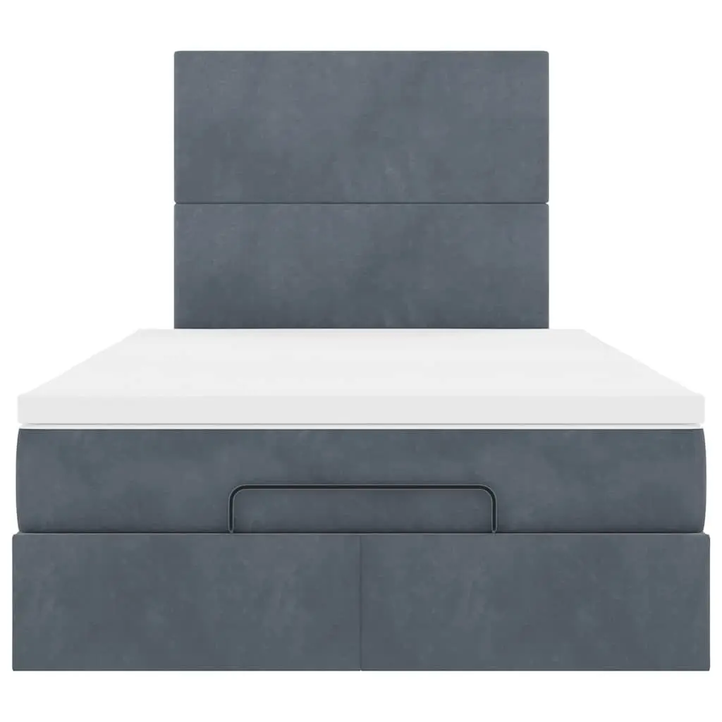 Ottoman Bed with Mattress LED Lights King Single Velvet Storage Bed Frame Grey