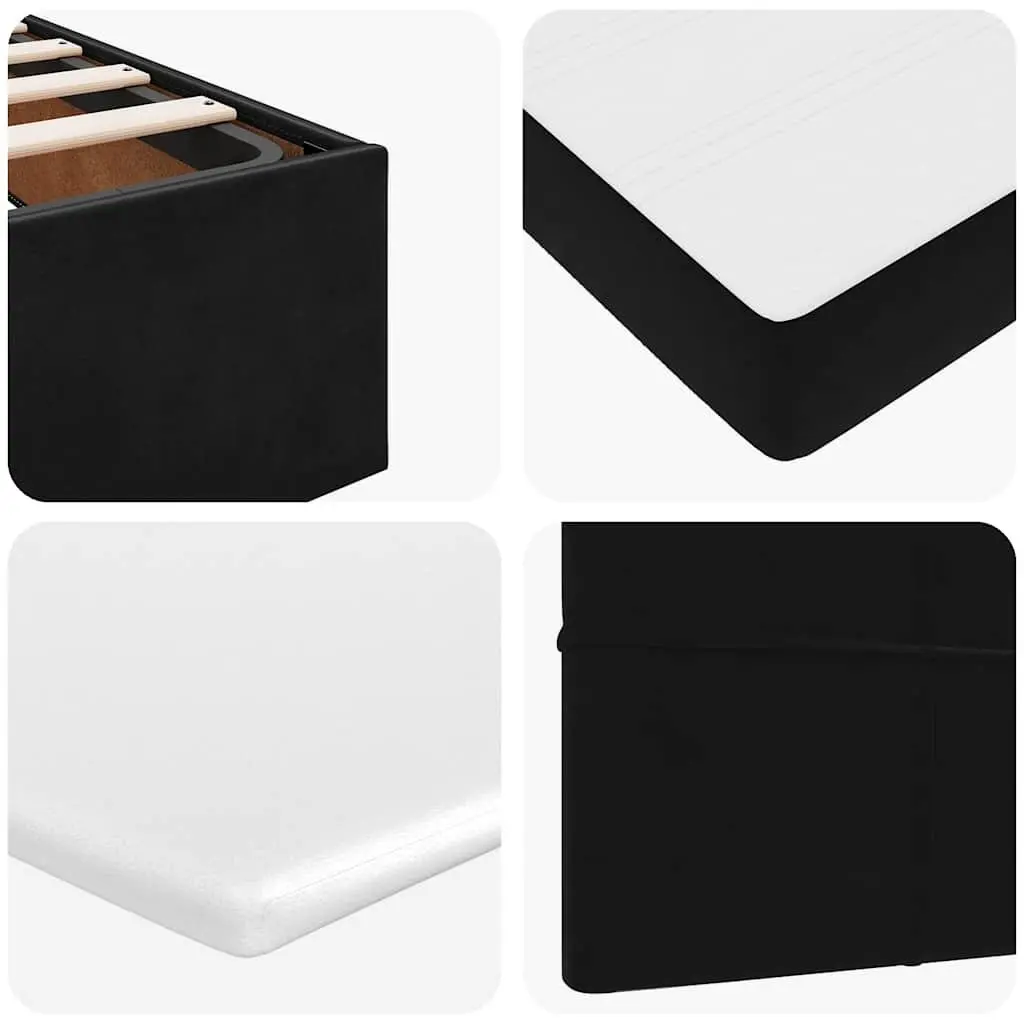 Ottoman Bed King Single with Pocket Spring Mattresses LED Lights Black Velvet