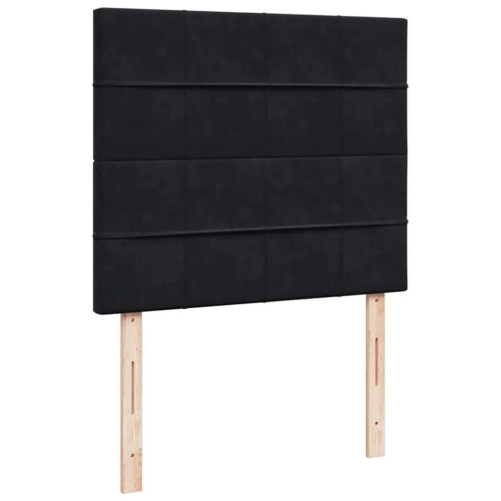 Ottoman Bed King Single with Pocket Spring Mattresses LED Lights Black Velvet