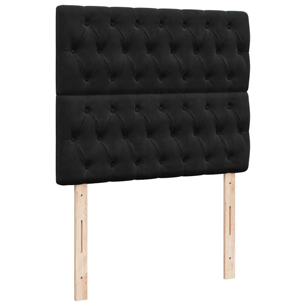 Ottoman Bed with Pocket Spring Mattresses LED Lights King Single Black Velvet
