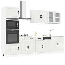 7 Piece Kitchen Cabinet Set White High Gloss Storage Engineered Wood Furniture