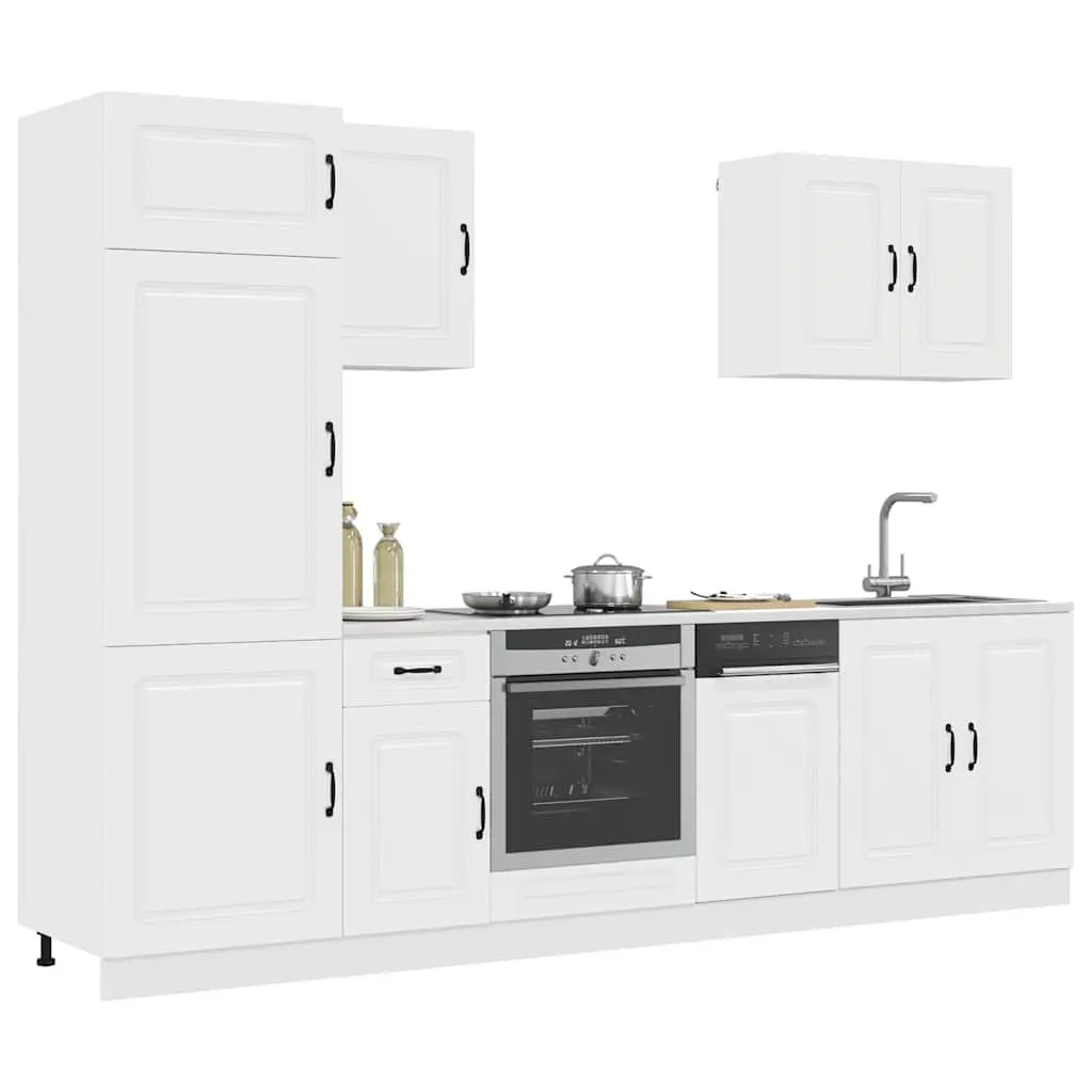 7 Piece Kitchen Cabinet Set White Storage Engineered Wood Furniture Compartments