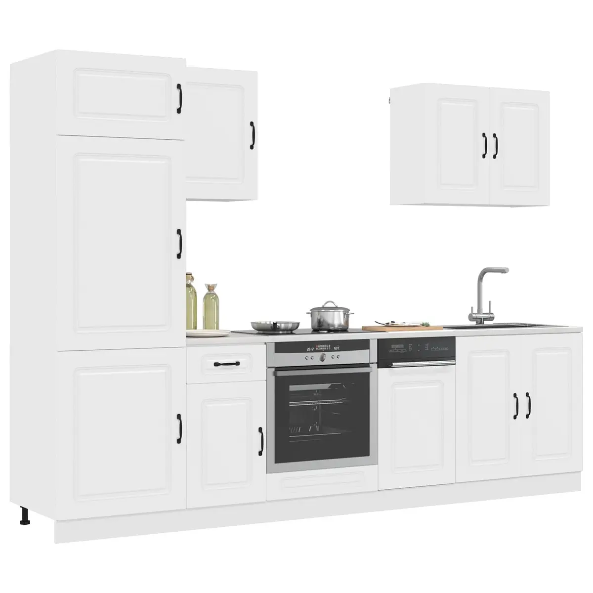 7 Piece Kitchen Cabinet Set White Storage Engineered Wood Furniture Compartments
