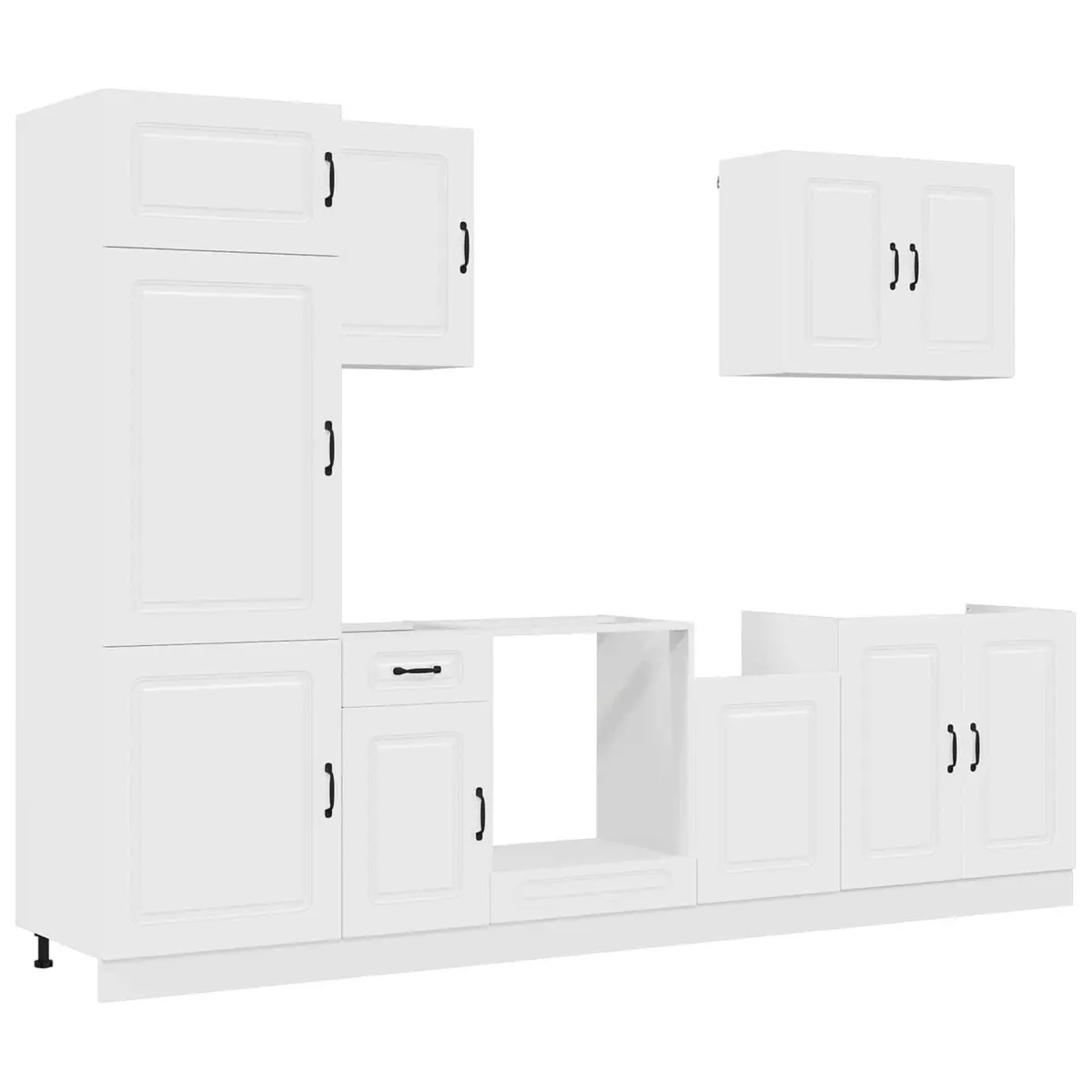 7 Piece Kitchen Cabinet Set White Storage Engineered Wood Furniture Compartments