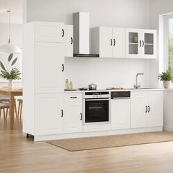 8 Piece Kitchen Cabinet Set White Engineered Wood Storage Cupboard Furniture