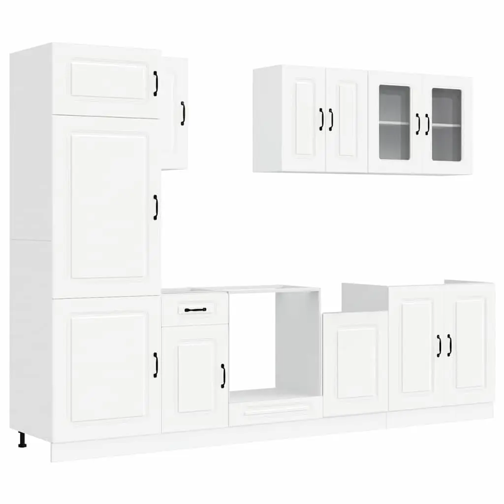8 Piece Kitchen Cabinet Set White Engineered Wood Storage Cupboard