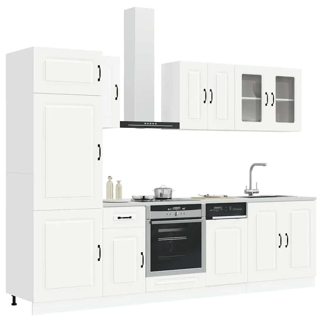 8 Piece Kitchen Cabinet Set White Engineered Wood Storage Cupboard