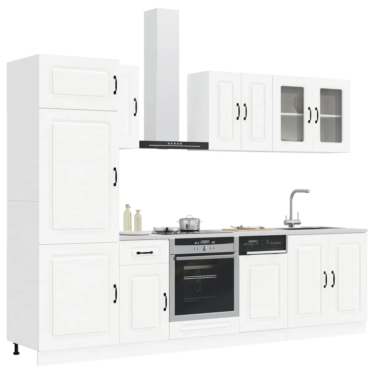 8 Piece Kitchen Cabinet Set White Engineered Wood Storage Cupboard