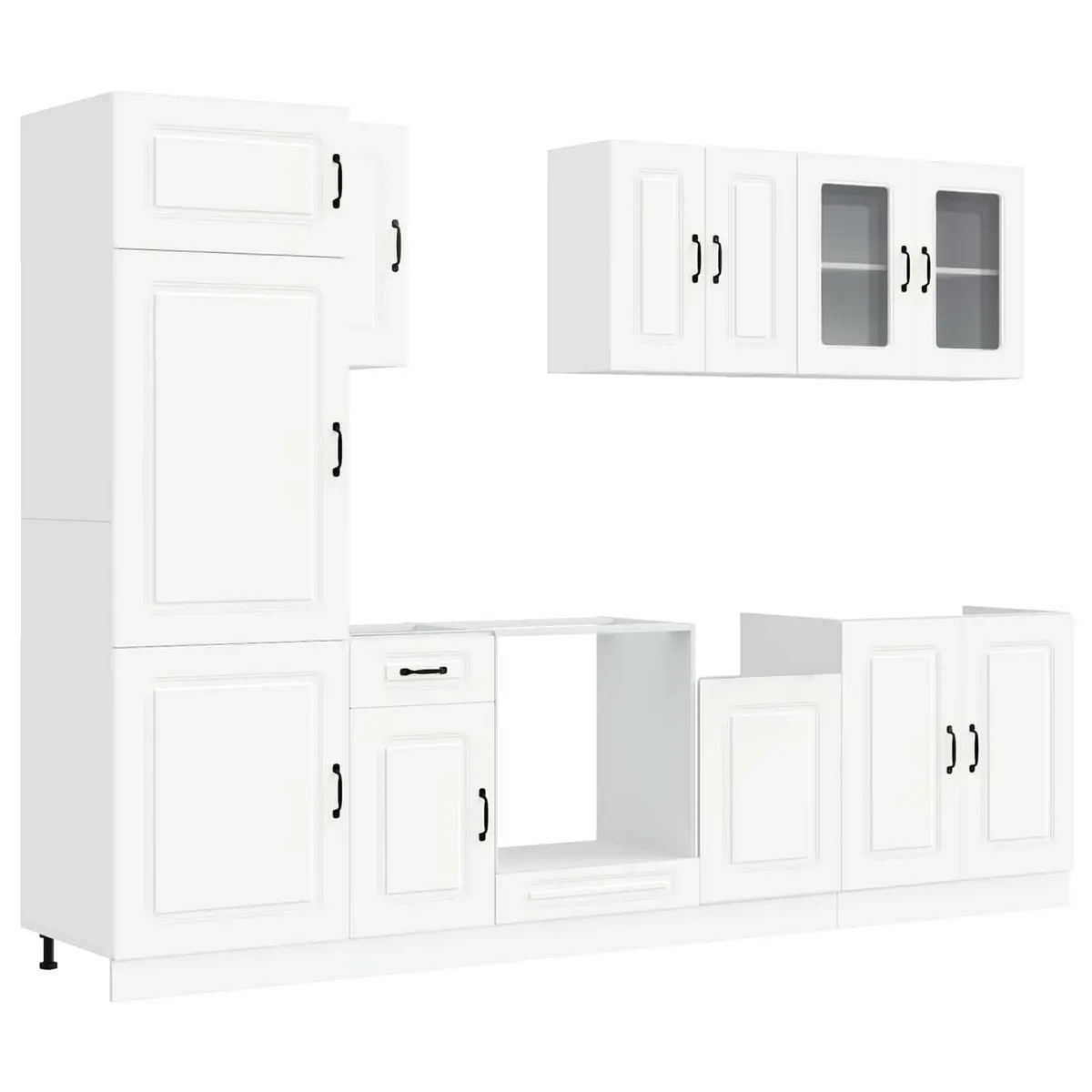 8 Piece Kitchen Cabinet Set White Engineered Wood Storage Cupboard