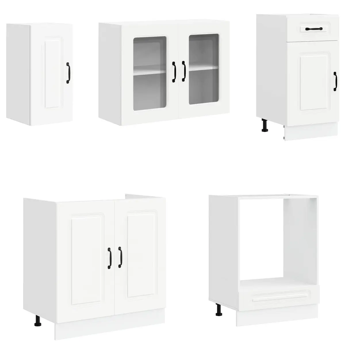 8 Piece Kitchen Cabinet Set White Engineered Wood Storage Cupboard
