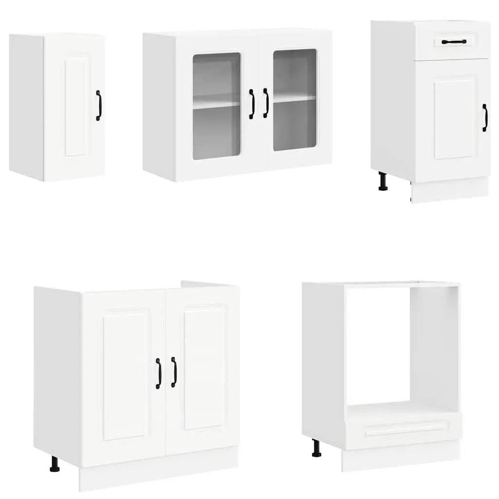 8 Piece Kitchen Cabinet Set White Engineered Wood Storage Cupboard