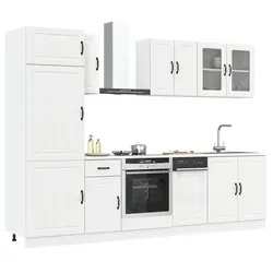 Kitchen Cabinet Set 8 Piece White Storage Furniture Engineered Wood Cupboards
