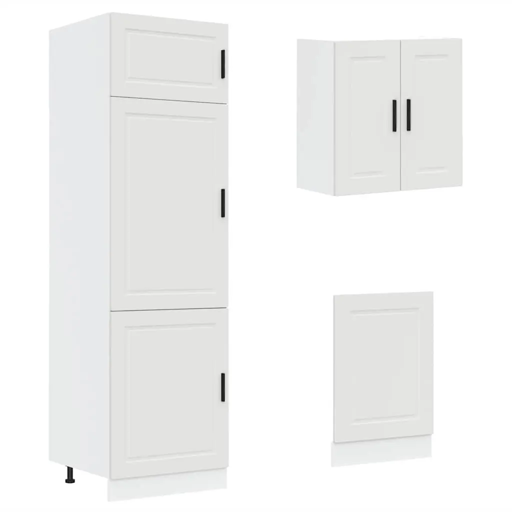 Kitchen Cabinet Set 8 Piece White Storage Cupboard Engineered Wood Adjustable