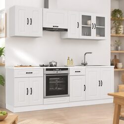 8 Piece Kitchen Cabinet Set White Storage Engineered Wood Furniture Cupboards