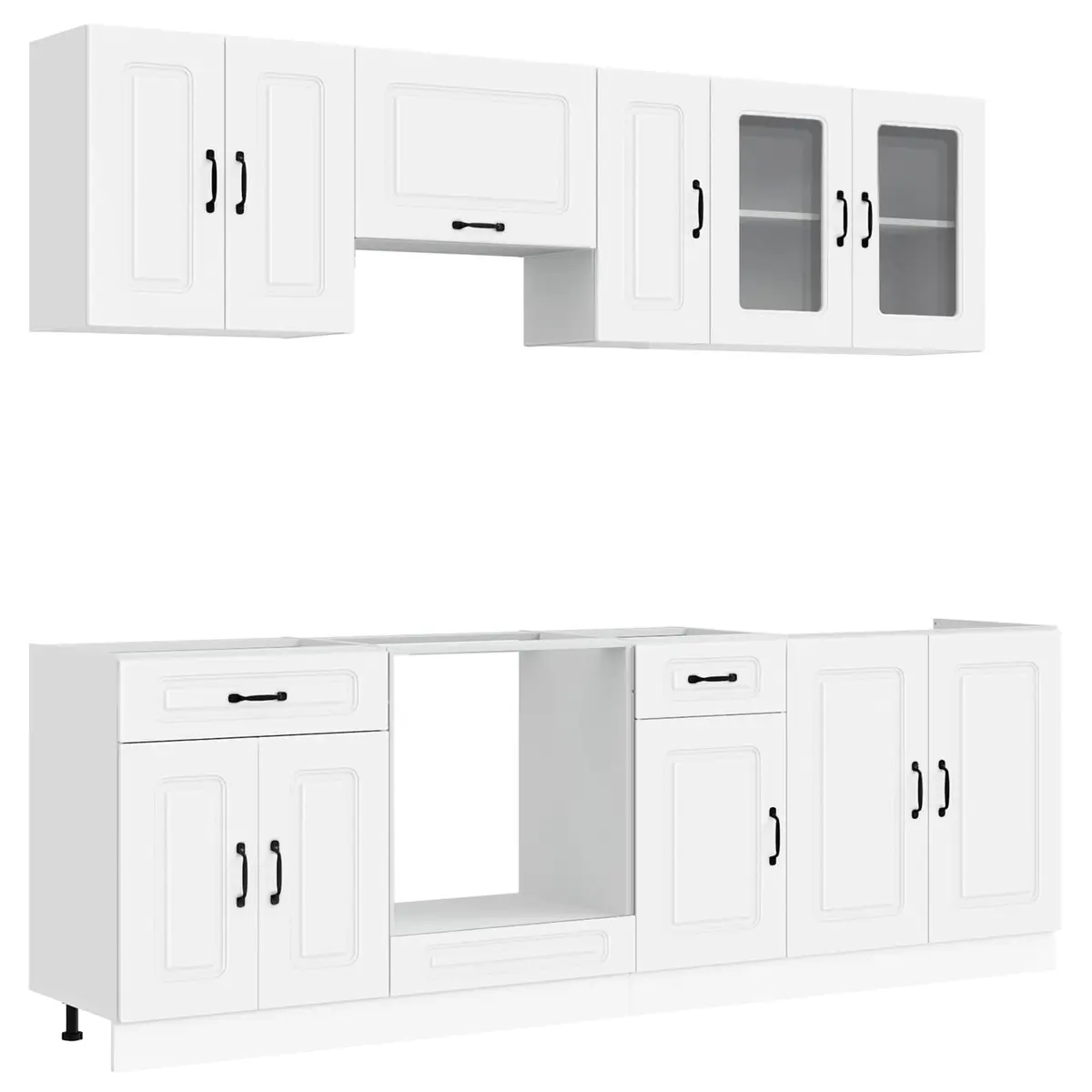 8 Piece Kitchen Cabinet Set White Storage Engineered Wood Furniture Cupboards