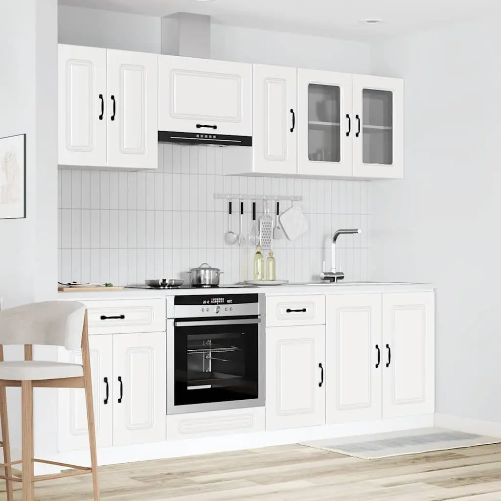 8 Piece Kitchen Cabinet Set White Storage Engineered Wood Furniture Cupboards