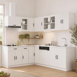 Kitchen Cabinet Set 11 Piece White Storage Cupboards Engineered Wood Furniture