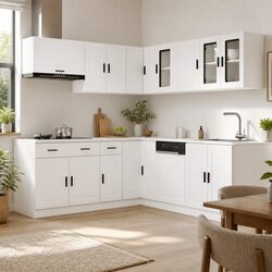 11 Piece Kitchen Cabinet Set White Storage Engineered Wood Furniture Cupboard
