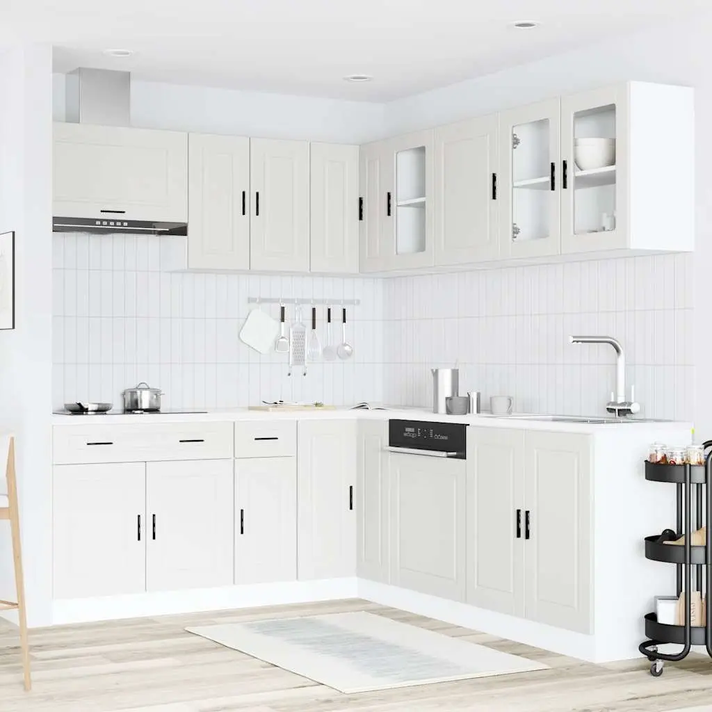 11 Piece Kitchen Cabinet Set White Storage Engineered Wood Furniture Cupboard