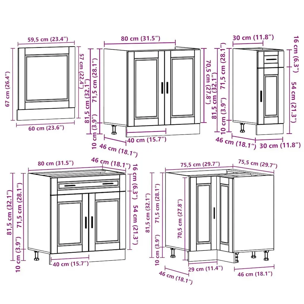 11 Piece Kitchen Cabinet Set White Storage Engineered Wood Furniture Cupboard