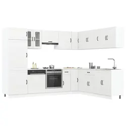 Kitchen Cabinet Set 14 Piece White Storage Engineered Wood Furniture Cupboard