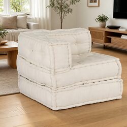 Modular Sofa Unit 3 Pieces Cream Fabric Sectional Lounge Indoor Outdoor Seating