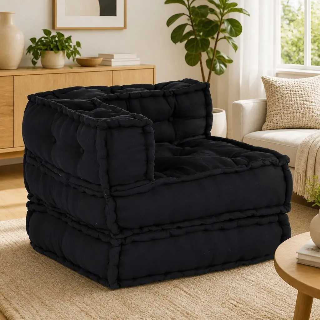 Modular Sofa Unit Fabric Anthracite 210 x 140 x 56 cm Indoor Outdoor Lounge