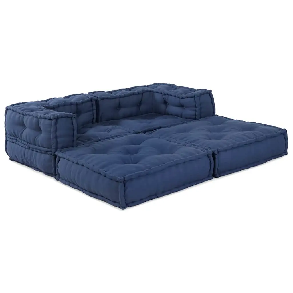 Modular Sofa Unit 2 Pieces Blue Fabric Indoor Outdoor