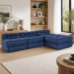 Modular Sofa Unit 4 pcs Blue Fabric Indigo Sectional Couch Indoor Outdoor Living