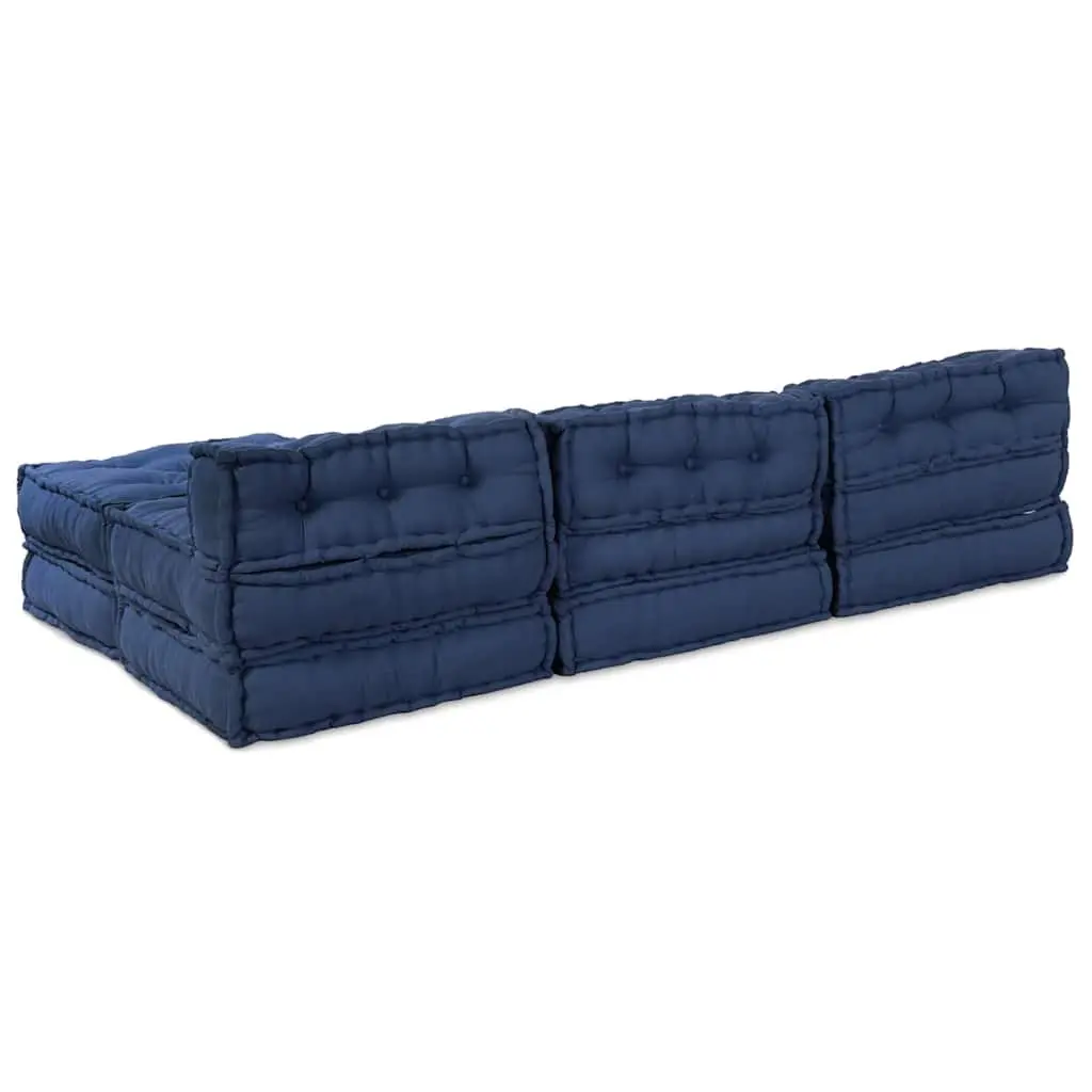 Modular Sofa Unit Fabric Indigo Blue 210 x 140 x 56 cm Corner Lounge Seat