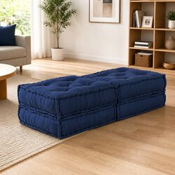 Modular Sofa Unit 2 pcs Blue Fabric Indoor Outdoor Lounge Seating 140x70x36cm