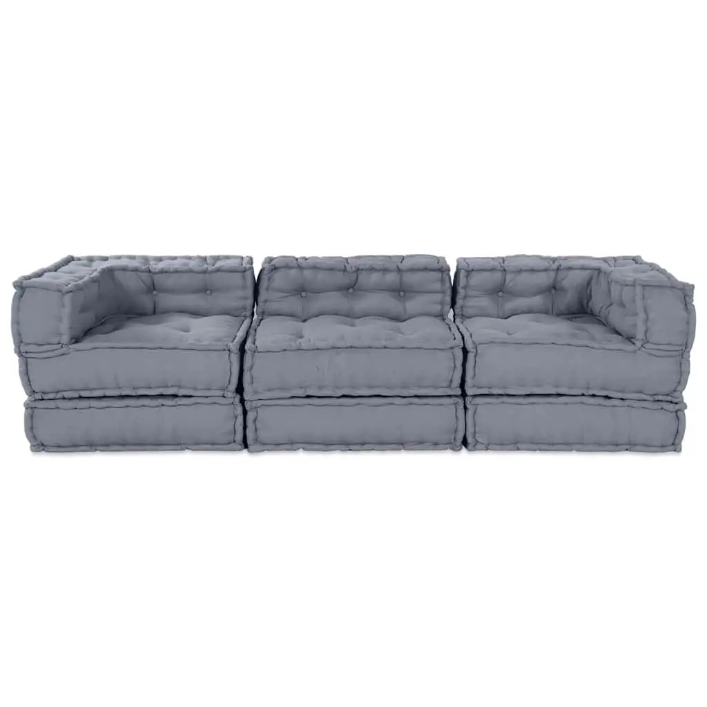 Modular Sofa Unit Fabric Grey Indoor Outdoor Corner Lounge Sectional Seating
