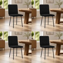 Dining Chairs 4 pcs Black Velvet Kitchen Seating Set Comfortable Backrest
