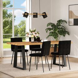 Dining Chairs 4 pcs Black Velvet Kitchen Room Seating Furniture Set