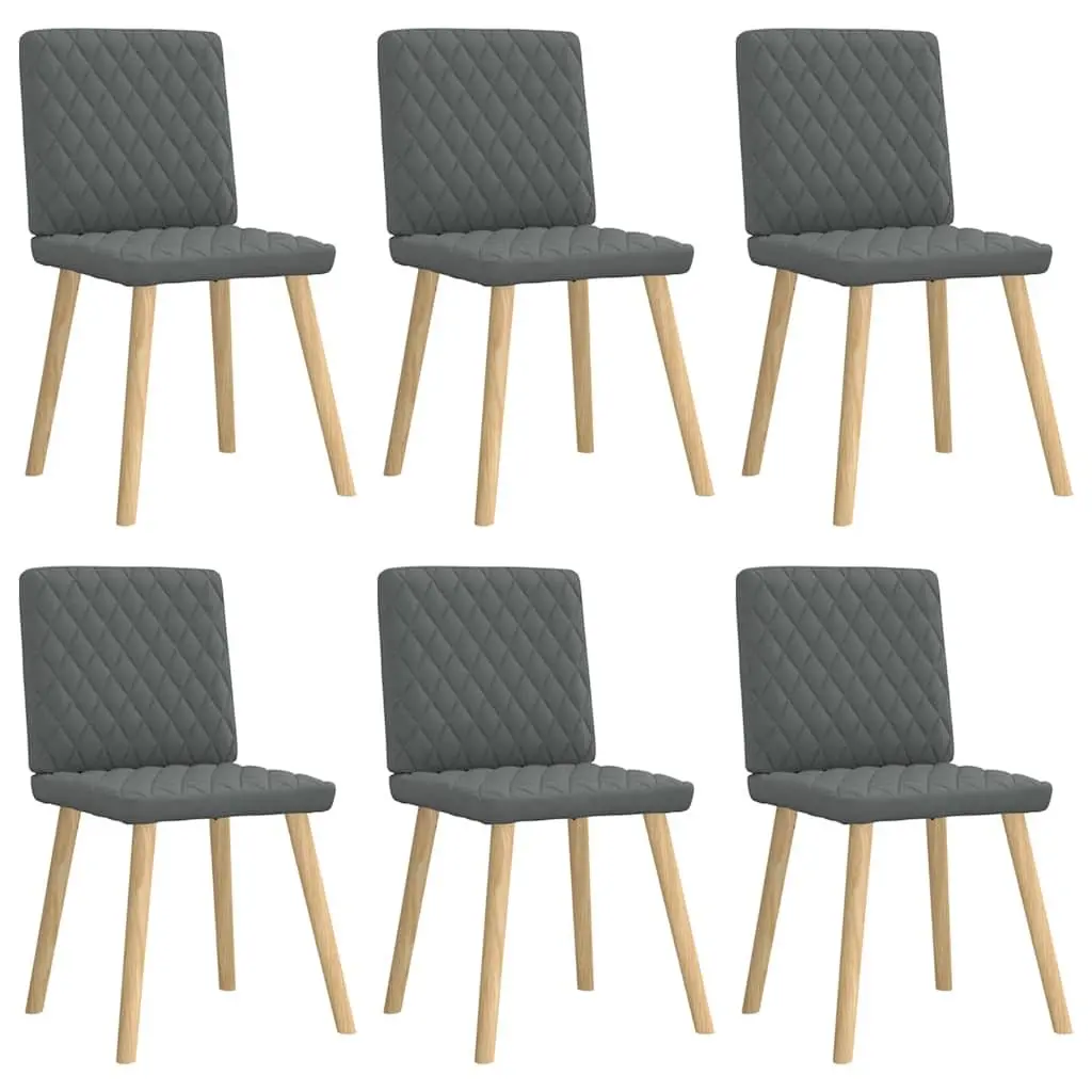 Dining Chairs 6 pcs Grey Fabric Kitchen Living Room Seat Padded Foam Backrest