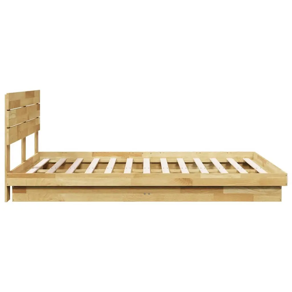Solid Wood Bed Frame with Headboard Low Profile 135x190 cm Brown