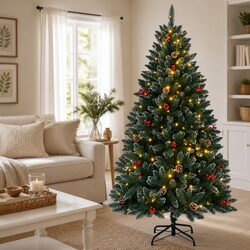 Artificial Christmas Tree 180cm 300 LED Lights Green Holiday Decoration Xmas